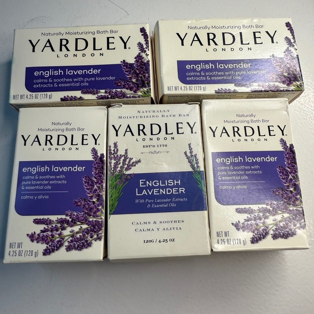 Yardley London English Lavender 5 Bath Bar Soaps Moisturizing Calms Soothes